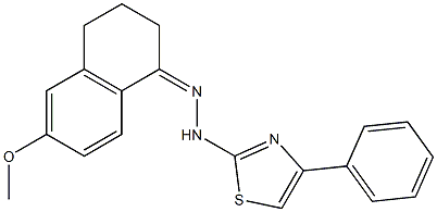 6-methoxy-1,2,3,4-tetrahydronaphthalen-1-one 1-(4-phenyl-1,3-thiazol-2-yl)h ydrazone,,结构式