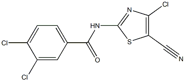 3,4-dichloro-N-(4-chloro-5-cyano-1,3-thiazol-2-yl)benzenecarboxamide,,结构式