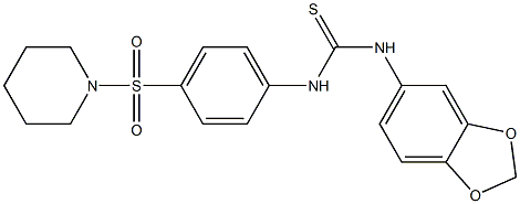 N-(1,3-benzodioxol-5-yl)-N'-[4-(piperidinosulfonyl)phenyl]thiourea Struktur