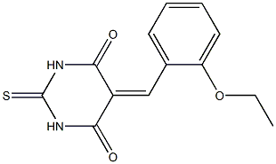 5-(2-ethoxybenzylidene)-2-thioxohexahydropyrimidine-4,6-dione 化学構造式