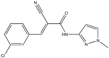 N1-(1-methyl-1H-pyrazol-3-yl)-3-(3-chlorophenyl)-2-cyanoacrylamide 化学構造式