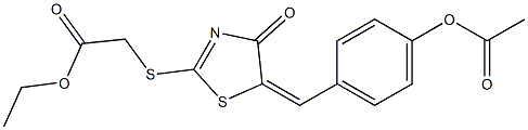 ethyl 2-[(5-{(E)-[4-(acetyloxy)phenyl]methylidene}-4-oxo-4,5-dihydro-1,3-thiazol-2-yl)sulfanyl]acetate Struktur