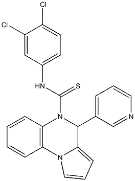 N5-(3,4-dichlorophenyl)-4-(3-pyridyl)-4,5-dihydropyrrolo[1,2-a]quinoxaline-5-carbothioamide 结构式