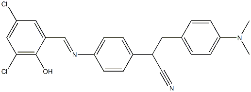 2-{4-[(3,5-dichloro-2-hydroxybenzylidene)amino]phenyl}-3-[4-(dimethylamino) phenyl]propanenitrile 结构式