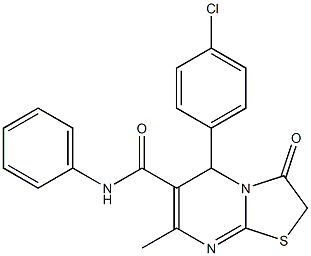 5-(4-chlorophenyl)-7-methyl-3-oxo-N-phenyl-2,3-dihydro-5H-[1,3]thiazolo[3,2-a]pyrimidine-6-carboxamide,,结构式