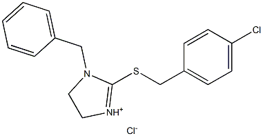 1-benzyl-2-[(4-chlorobenzyl)thio]-4,5-dihydro-1H-imidazol-3-ium chloride Structure