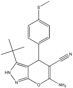 6-amino-3-(tert-butyl)-4-[4-(methylsulfanyl)phenyl]-2,4-dihydropyrano[2,3-c]pyrazole-5-carbonitrile Structure