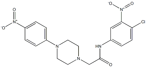 N-(4-chloro-3-nitrophenyl)-2-[4-(4-nitrophenyl)piperazino]acetamide 化学構造式