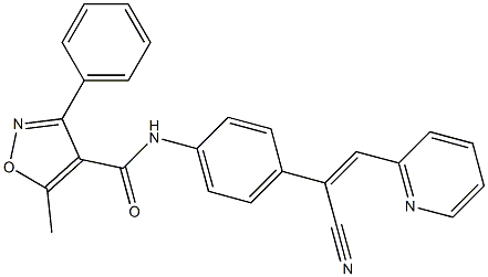 N4-{4-[1-cyano-2-(2-pyridyl)vinyl]phenyl}-5-methyl-3-phenylisoxazole-4-carboxamide 结构式