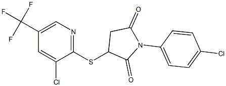 1-(4-chlorophenyl)-3-{[3-chloro-5-(trifluoromethyl)-2-pyridinyl]sulfanyl}dihydro-1H-pyrrole-2,5-dione,,结构式