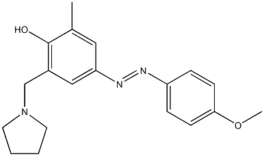 4-[2-(4-methoxyphenyl)diaz-1-enyl]-2-methyl-6-(tetrahydro-1H-pyrrol-1-ylmethyl)phenol Struktur