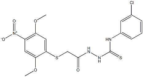 N1-(3-chlorophenyl)-2-{2-[(2,5-dimethoxy-4-nitrophenyl)thio]acetyl}hydrazine-1-carbothioamide,,结构式