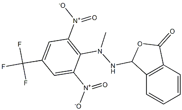 3-{2-[2,6-dinitro-4-(trifluoromethyl)phenyl]-2-methylhydrazino}-1,3-dihydroisobenzofuran-1-one 化学構造式