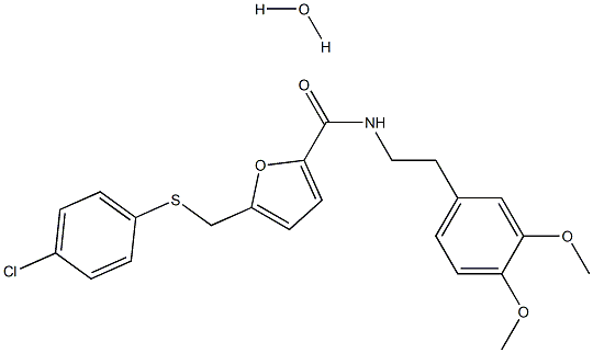 N2-(3,4-dimethoxyphenethyl)-5-{[(4-chlorophenyl)thio]methyl}-2-furamide hydrate,,结构式