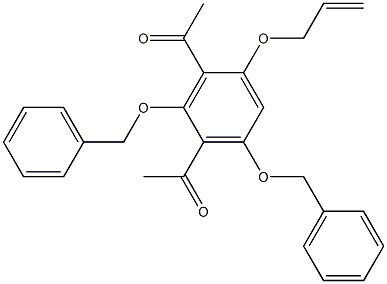1-[3-acetyl-4-(allyloxy)-2,6-di(benzyloxy)phenyl]ethan-1-one,,结构式