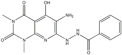 N'-(6-amino-5-hydroxy-1,3-dimethyl-2,4-dioxo-1,2,3,4-tetrahydropyrido[2,3-d]pyrimidin-7-yl)benzenecarbohydrazide 化学構造式