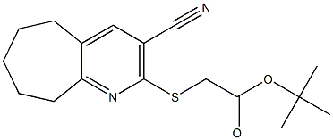tert-butyl 2-[(3-cyano-6,7,8,9-tetrahydro-5H-cyclohepta[b]pyridin-2-yl)sulfanyl]acetate,,结构式