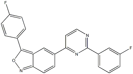 3-(4-fluorophenyl)-5-[2-(3-fluorophenyl)-4-pyrimidinyl]-2,1-benzisoxazole 结构式