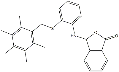 3-{2-[(2,3,4,5,6-pentamethylbenzyl)thio]anilino}-1,3-dihydroisobenzofuran-1-one Structure