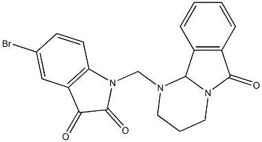 5-bromo-1-[(6-oxo-1,2,3,4,6,10b-hexahydropyrimido[2,1-a]isoindol-1-yl)methy l]indoline-2,3-dione,,结构式
