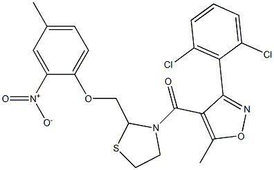 [3-(2,6-dichlorophenyl)-5-methylisoxazol-4-yl]{2-[(4-methyl-2-nitrophenoxy)methyl]-1,3-thiazolan-3-yl}methanone|