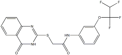 2-[(4-oxo-3,4-dihydro-2-quinazolinyl)sulfanyl]-N-[3-(1,1,2,2-tetrafluoroethoxy)phenyl]acetamide 结构式