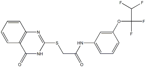 2-[(4-oxo-3,4-dihydro-2-quinazolinyl)sulfanyl]-N-[3-(1,1,2,2-tetrafluoroethoxy)phenyl]acetamide 化学構造式