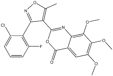 2-[3-(2-chloro-6-fluorophenyl)-5-methylisoxazol-4-yl]-6,7,8-trimethoxy-4H-3,1-benzoxazin-4-one 化学構造式