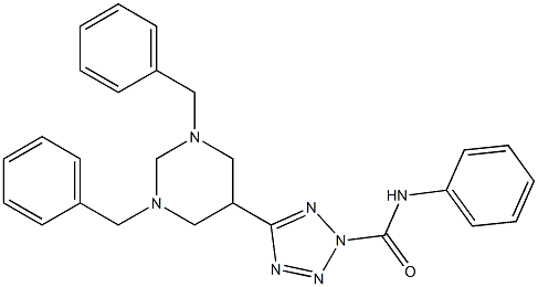 N2-phenyl-5-(1,3-dibenzylhexahydropyrimidin-5-yl)-2H-1,2,3,4-tetraazole-2-carboxamide 化学構造式