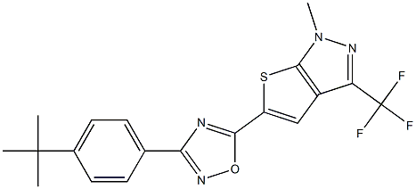 3-[4-(tert-butyl)phenyl]-5-[1-methyl-3-(trifluoromethyl)-1H-thieno[2,3-c]pyrazol-5-yl]-1,2,4-oxadiazole Structure