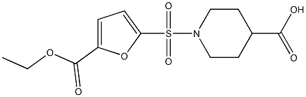 1-{[5-(ethoxycarbonyl)-2-furyl]sulfonyl}piperidine-4-carboxylic acid 化学構造式