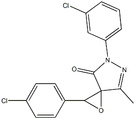 5-(3-chlorophenyl)-2-(4-chlorophenyl)-7-methyl-1-oxa-5,6-diazaspiro[2.4]hept-6-en-4-one 结构式