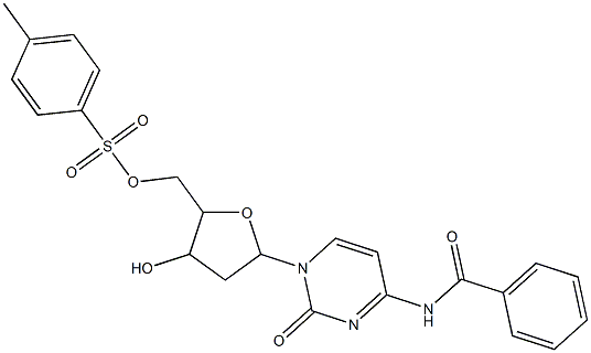 {5-[4-(benzoylamino)-2-oxopyrimidin-1(2H)-yl]-3-hydroxytetrahydrofuran-2-yl}methyl 4-methylbenzenesulfonate,,结构式