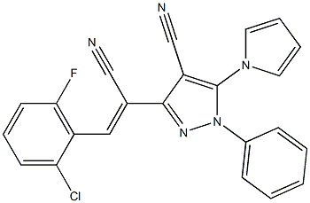 3-[2-(2-chloro-6-fluorophenyl)-1-cyanovinyl]-1-phenyl-5-(1H-pyrrol-1-yl)-1H-pyrazole-4-carbonitrile,,结构式