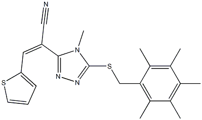 2-{4-methyl-5-[(2,3,4,5,6-pentamethylbenzyl)thio]-4H-1,2,4-triazol-3-yl}-3-(2-thienyl)acrylonitrile Struktur