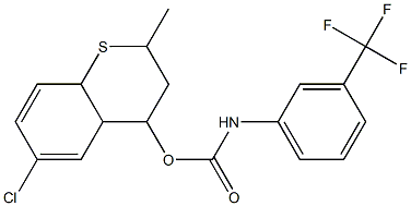 6-chloro-2-methyl-3,4,4a,8a-tetrahydro-2H-thiochromen-4-yl N-[3-(trifluoromethyl)phenyl]carbamate 化学構造式