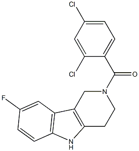 (2,4-dichlorophenyl)(8-fluoro-2,3,4,5-tetrahydro-1H-pyrido[4,3-b]indol-2-yl)methanone Struktur