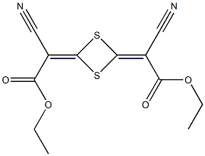 ethyl 2-cyano-2-[4-(1-cyano-2-ethoxy-2-oxoethylidene)-1,3-dithietan-2-yliden]acetate 化学構造式