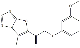 2-[(3-methoxyphenyl)sulfanyl]-1-(6-methyl[1,3]thiazolo[3,2-b][1,2,4]triazol-5-yl)-1-ethanone,,结构式