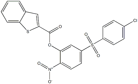 5-[(4-chlorophenyl)sulfonyl]-2-nitrophenyl benzo[b]thiophene-2-carboxylate 化学構造式