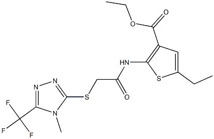 ethyl 5-ethyl-2-[(2-{[4-methyl-5-(trifluoromethyl)-4H-1,2,4-triazol-3-yl]th io}acetyl)amino]thiophene-3-carboxylate Structure