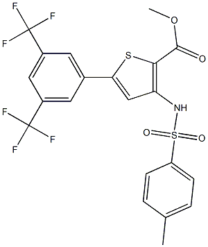 methyl 5-[3,5-di(trifluoromethyl)phenyl]-3-{[(4-methylphenyl)sulfonyl]amino}thiophene-2-carboxylate Struktur