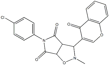 5-(4-chlorophenyl)-2-methyl-3-(4-oxo-4H-chromen-3-yl)dihydro-2H-pyrrolo[3,4-d]isoxazole-4,6(3H,5H)-dione 化学構造式
