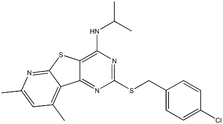 N-{2-[(4-chlorobenzyl)sulfanyl]-7,9-dimethylpyrido[3',2':4,5]thieno[3,2-d]pyrimidin-4-yl}-N-isopropylamine Struktur