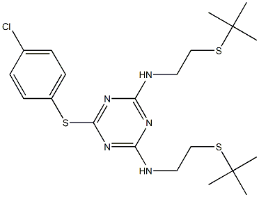 N2,N4-di[2-(tert-butylthio)ethyl]-6-[(4-chlorophenyl)thio]-1,3,5-triazine-2,4-diamine Struktur