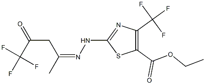 ethyl 4-(trifluoromethyl)-2-{2-[(Z)-4,4,4-trifluoro-1-methyl-3-oxobutylidene]hydrazino}-1,3-thiazole-5-carboxylate 化学構造式