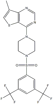 4-(4-{[3,5-di(trifluoromethyl)phenyl]sulfonyl}piperazino)-7-methylthieno[3,2-d]pyrimidine,,结构式
