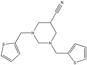 1,3-di(2-thienylmethyl)hexahydropyrimidine-5-carbonitrile Struktur