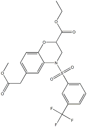 ethyl 6-(2-methoxy-2-oxoethyl)-4-{[3-(trifluoromethyl)phenyl]sulfonyl}-3,4-dihydro-2H-1,4-benzoxazine-2-carboxylate Structure