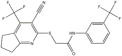 2-{[3-cyano-4-(trifluoromethyl)-6,7-dihydro-5H-cyclopenta[b]pyridin-2-yl]sulfanyl}-N-[3-(trifluoromethyl)phenyl]acetamide|